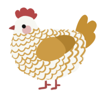 A white and gold chicken with a lace pattern