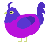 twin 1, a amethyst and indigo chicken with a head pattern