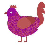 A plum and red chicken with a double-lace pattern