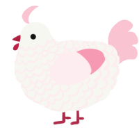 A white and rose chicken with a lace pattern
