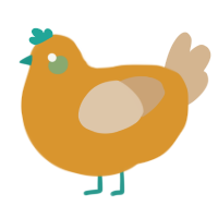 A orange and beige chicken