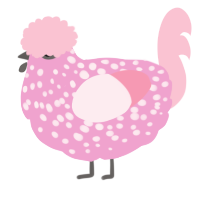 Albireo, a pink and rose chicken with a speckle pattern