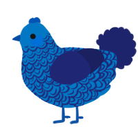 A sapphire and navy chicken with a double-lace pattern