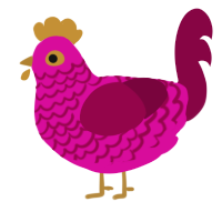 A fuchsia and maroon chicken with a lace pattern