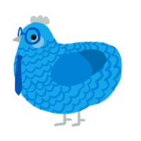 A sky and sapphire chicken with a lace pattern