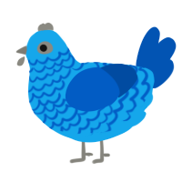 A sky and ultramarine chicken with a lace pattern