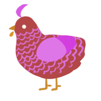 A red and orchid chicken with a lace pattern