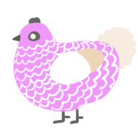 Slimey, a lavender and cream chicken with a lace pattern