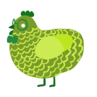 A chartreuse and lime chicken with a lace pattern
