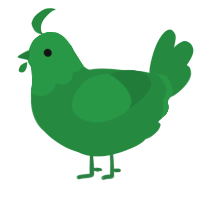 A viridian chicken with a head pattern