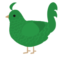 pistachio, a viridian chicken with a lace pattern