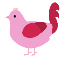 A pink and crimson chicken