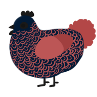 A tumblr and red chicken with a double-lace pattern