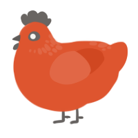 Vont, a vermilion chicken with a neck-speckle pattern