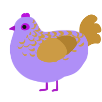 A lilac and gold chicken with a half-lace pattern