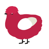 T-bone wip, a crimson and white chicken
