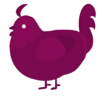 A wine chicken with a head pattern