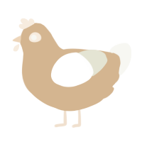 A beige and white chicken