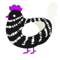 Null, a sable and white chicken with a bar pattern