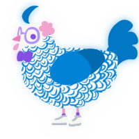 Halcyon, a white and sapphire chicken with a double-lace pattern