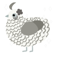 A white and ash chicken with a lace pattern