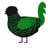A black and leaf chicken with a lace pattern