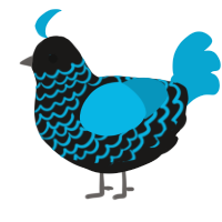 A sable and cerulean chicken with a lace pattern