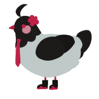 A silver and sable chicken with a head pattern