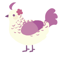 A white and amethyst chicken with a half-lace pattern