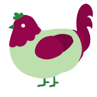 A gluppy and maroon chicken with a head pattern