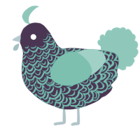 A gluppy and crimson chicken with a double-lace pattern