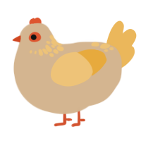 A beige and honey chicken with a neck-speckle pattern