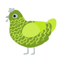 A chartreuse and lime chicken with a lace pattern