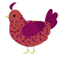 A red and wine chicken with a speckle pattern