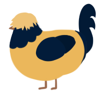 A honey and tumblr chicken with a head pattern
