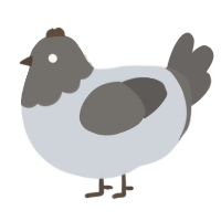 A mist and grey chicken with a head pattern