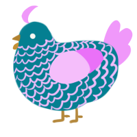 A sea and lavender chicken with a lace pattern