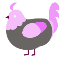 A grey and lavender chicken with a head pattern