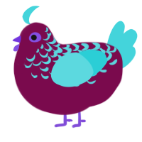 A wine and aqua chicken with a half-lace pattern