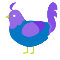 A sapphire and blurple chicken with a head pattern