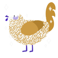 A white and gold chicken with a double-lace pattern