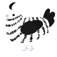 ivan, a mist and black chicken with a bar pattern