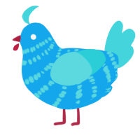 A sky and aqua chicken with a bar pattern