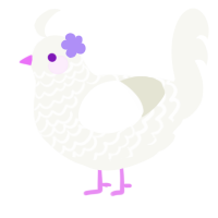A white chicken with a lace pattern
