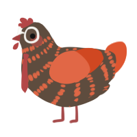 A bark and vermilion chicken with a bar pattern