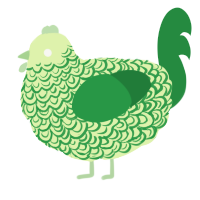 A apple and viridian chicken with a double-lace pattern