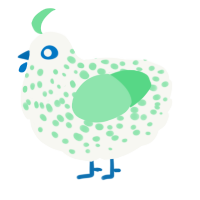 mint, a white and spring chicken with a speckle pattern