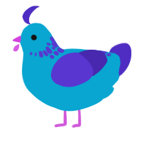 free, a cerulean and indigo chicken with a neck-speckle pattern