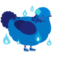 A sapphire and navy chicken with a neck-speckle pattern