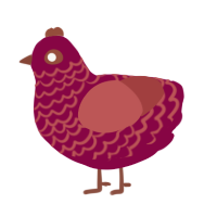 A maroon and red chicken with a lace pattern